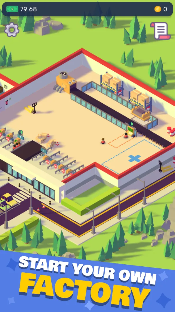 Screenshot of Car Industry Tycoon: Idle Sim showing the assembly line on a phone screen